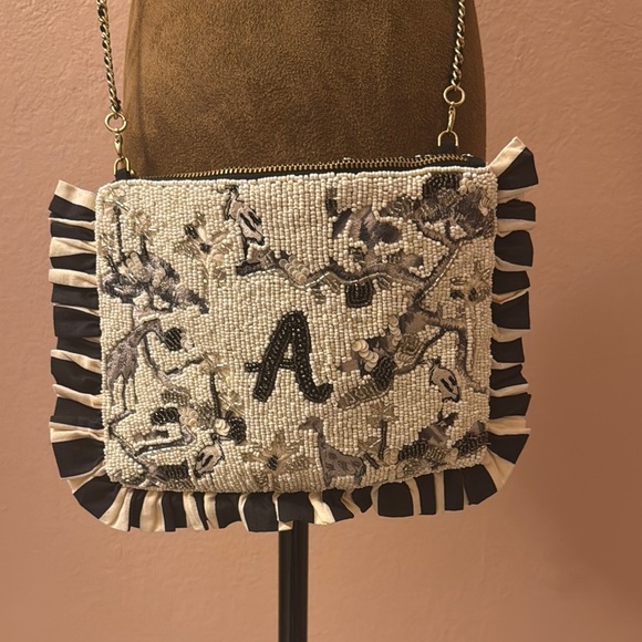 NWOT Anthropology Beaded Monogram Clutch. - Picture 2 of 11